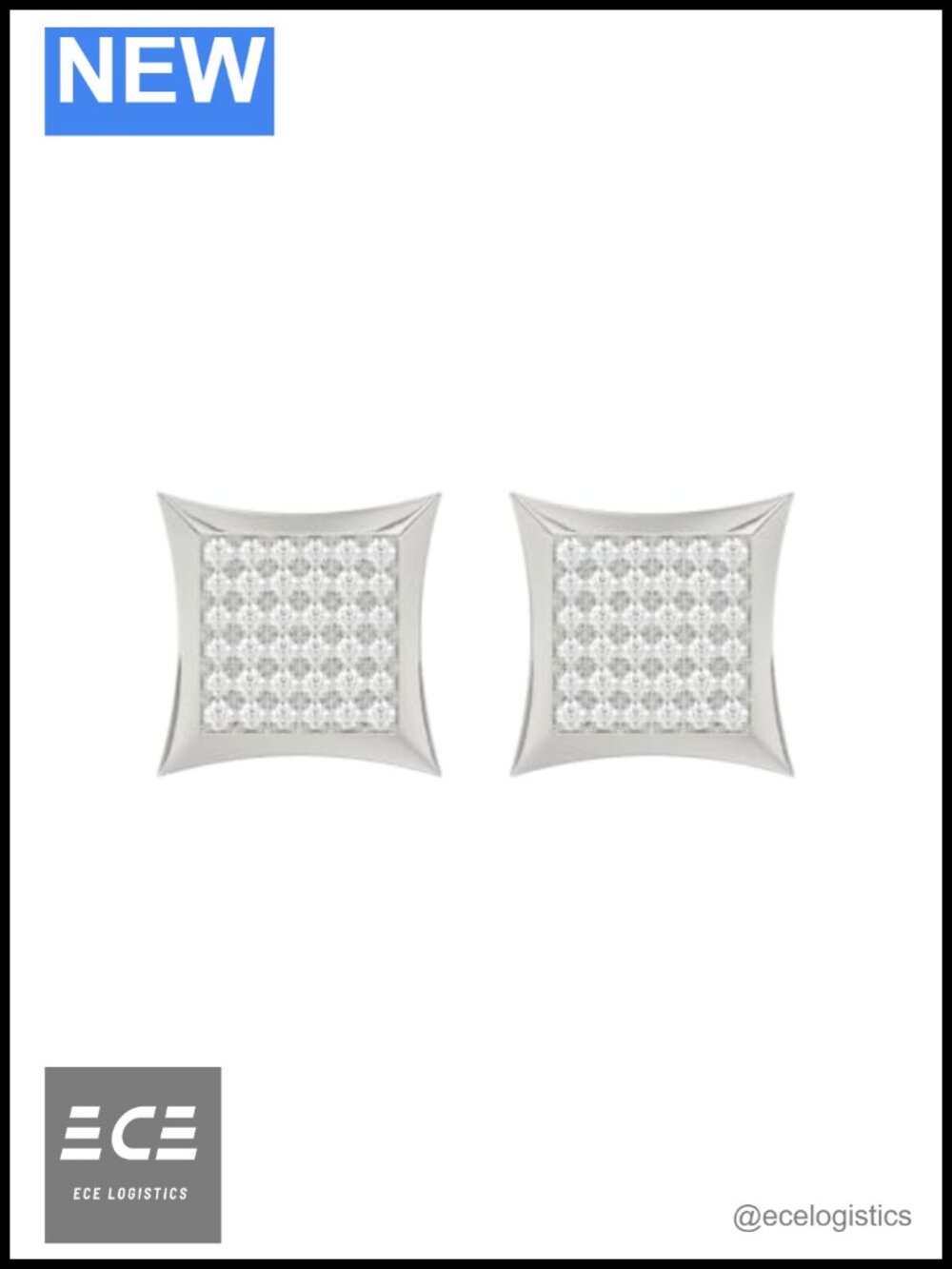 1/4 CTTW Diamond Square Cluster Kite Stud Earrings 925 Sterling Silver Screw